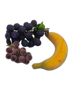 Beaded & Sugar Grapes Sugar Bandana Faux Fruit Lot Of 3 READ